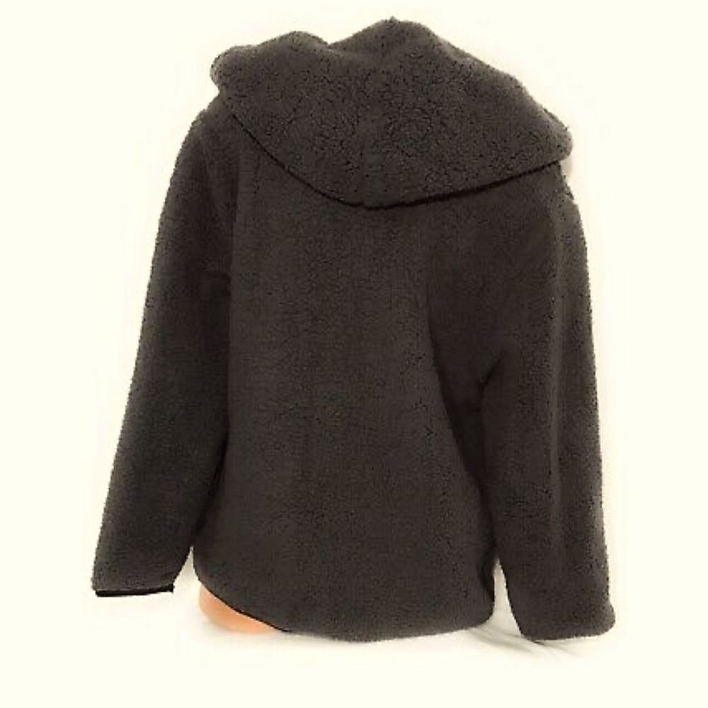 VS Pink Reversible Army Olive Green Sherpa Teddy Hooded Sweatshirt XS - Picture 4 of 7